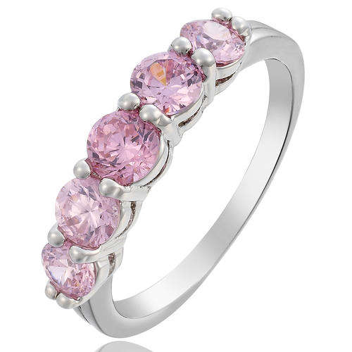 18K White Gold Pink Sapphire RingSize 6/M